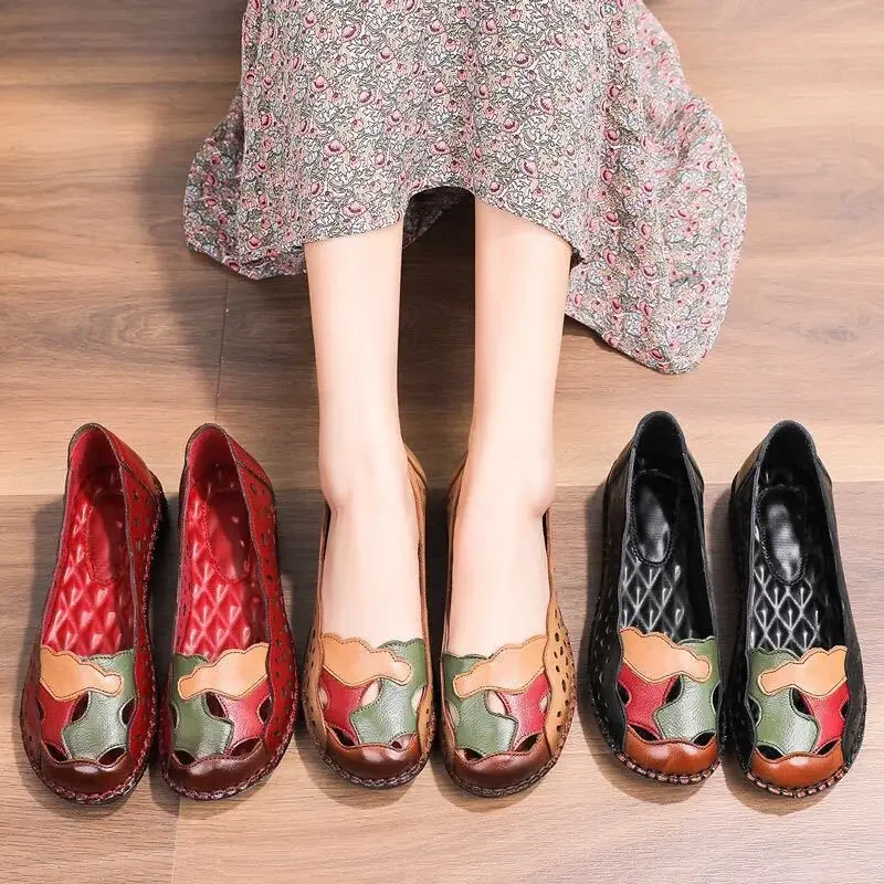 Women Fashion Sweet Soft Comfort Spring Hollow Out Flat Shoes Lady Casual Summer Light Weight Summer Shoes
