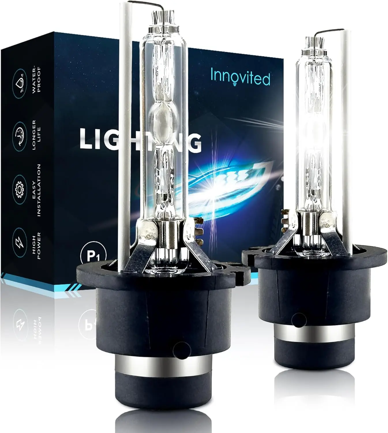 

D2S HID Xenon Headlight Bulbs 6000K Cool White High Low Beam 66040 66240 85122,etc Replacement Bulb - Pack of 2