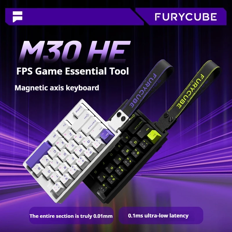 Teclado Mecánico de Eje Magnético FURYCUBE M30 HE, Baja Latencia de 0.1ms, Precisión de 0.01mm, Teclado para Juegos FPS para Valorant