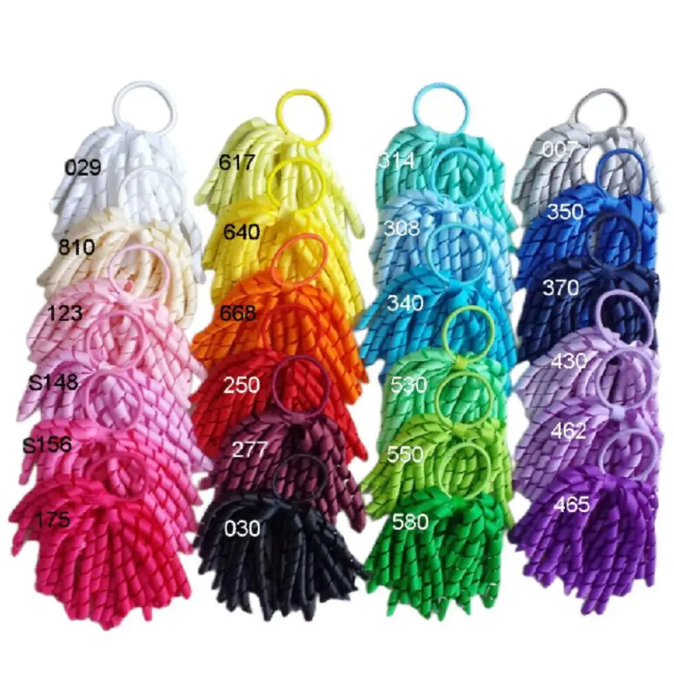 

Girl Elastic Hairband Ponytail Holders 5" Korker Curling Loop Plain Ribbons Streamer Corker Hair Ties Bows Clips 100Pcs PD002