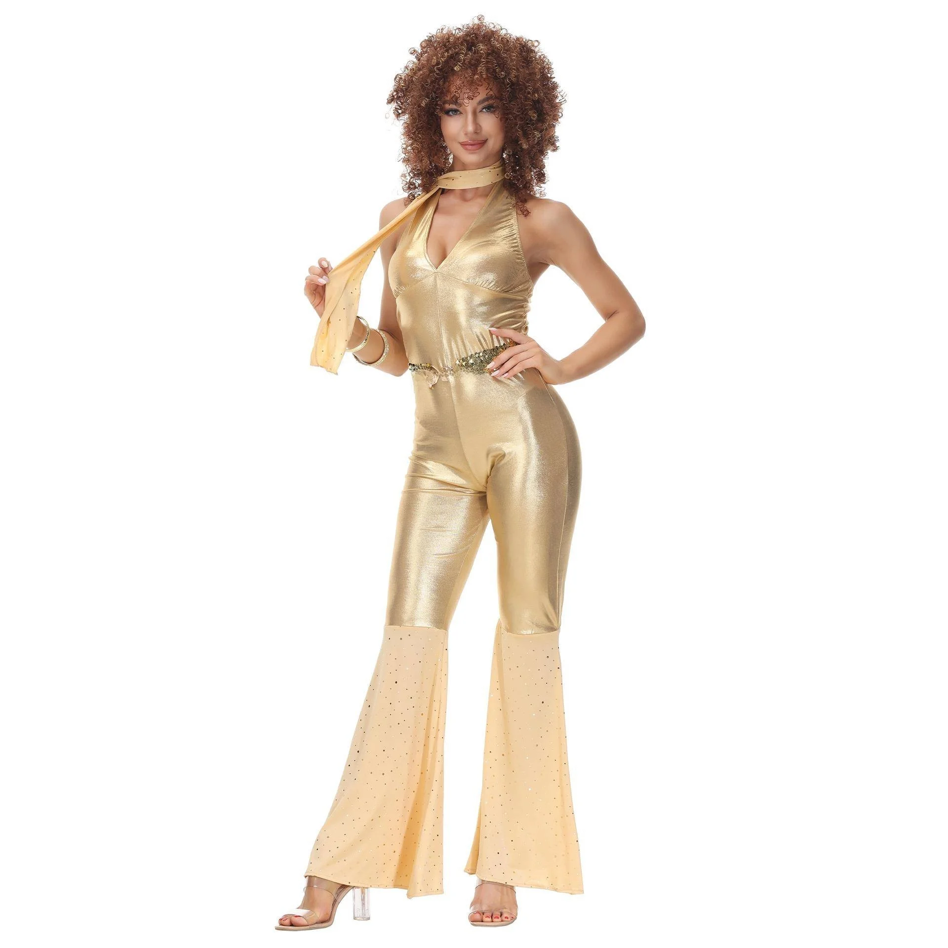 

Disco 70s Costume Halloween Party Stage Performance Vintage Hip Hop Dance Bar Performance Outfit Women's Ethnic Stage Costume