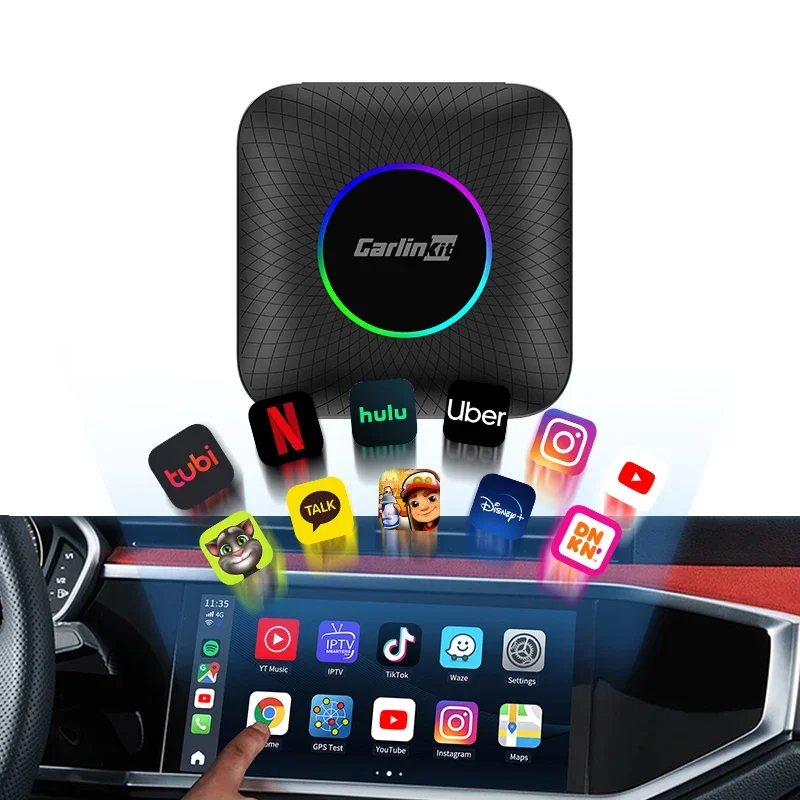 Carlinkit tbox ambiente 8g + 128gb de memória de corrida android 13 carro jogar ai caixa inteligente para carro gps tela multimídia carplay