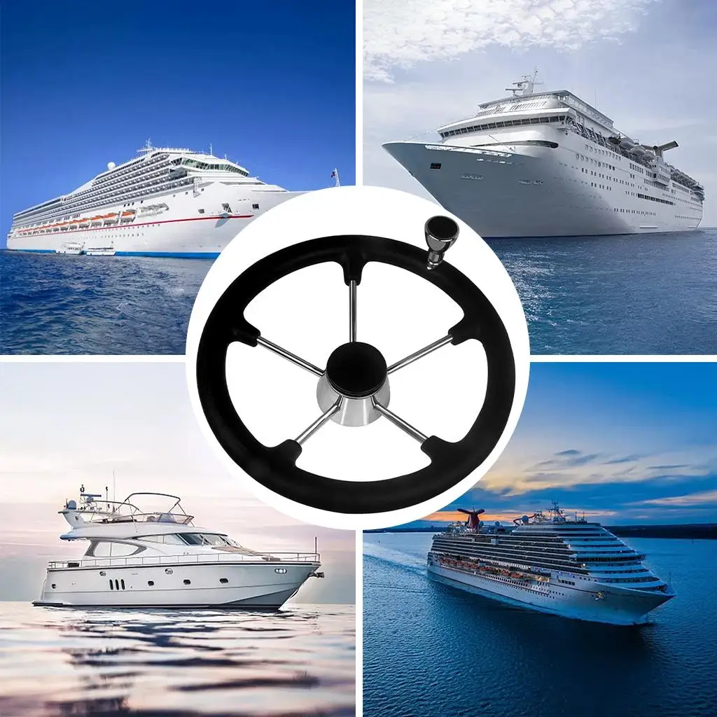 High Performance Black Foam Steering Wheel Stainless Steel Marine Kit Equipment Console Cover for Modular Boat