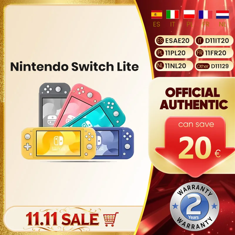 Nouvelle console de jeu portable Nintendo Switch Lite, légère et portable, contrôleur Joy Con intégré, option multicolore