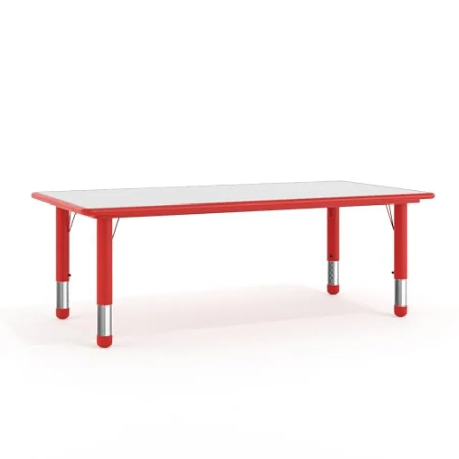 

23.625''W x 47.25''L Rectangular Red Plastic Height Adjustable Activity Table with Grey Top Perfect for Classroom Learning Home