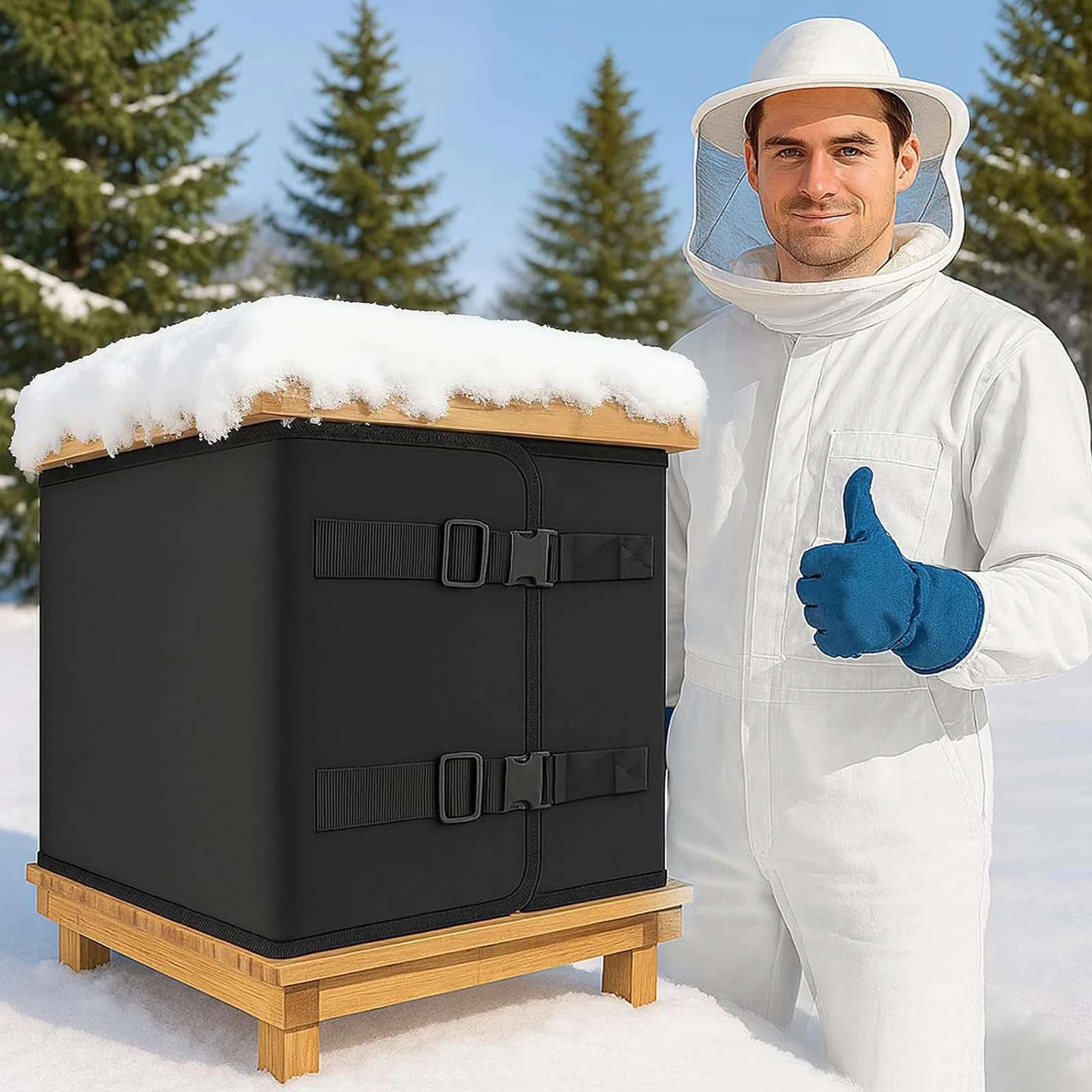 Winter Bee Hive Insulation Cover for 8 Frame 10 Frame Hive 600D Oxford Adjustable Wrap with Fastening Loop