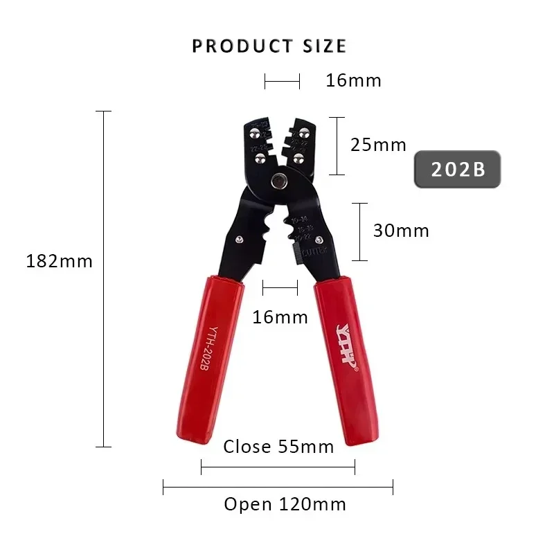 Alicate de friso terminal vermelho awg fio crimpagem cabo corte ferramenta manual braçadeira multi-funcional ferramenta de corte terminais de tubo isolado