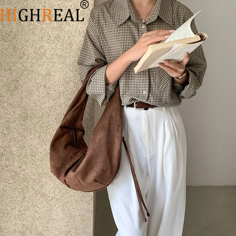 

New Solid Color Vintage Suede Design Handbag For Women Luxurious Tassel Decoration Crossbody Bags Fashion Casual Shopper Totes