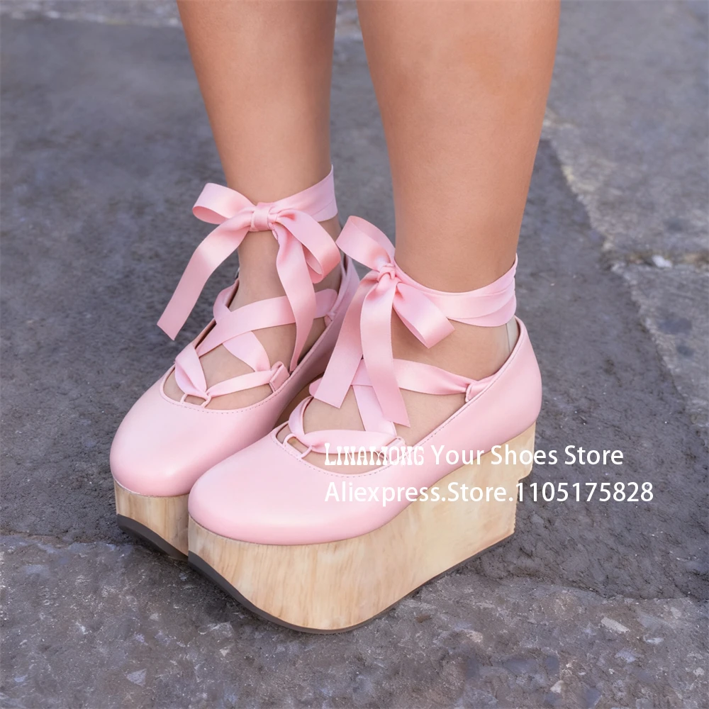 

Ribbon Ankle Strap Platform Flats Kawaii Style Kimono Cosplay High Heels Novelty Designer Customizable Handmade Shoes for Women