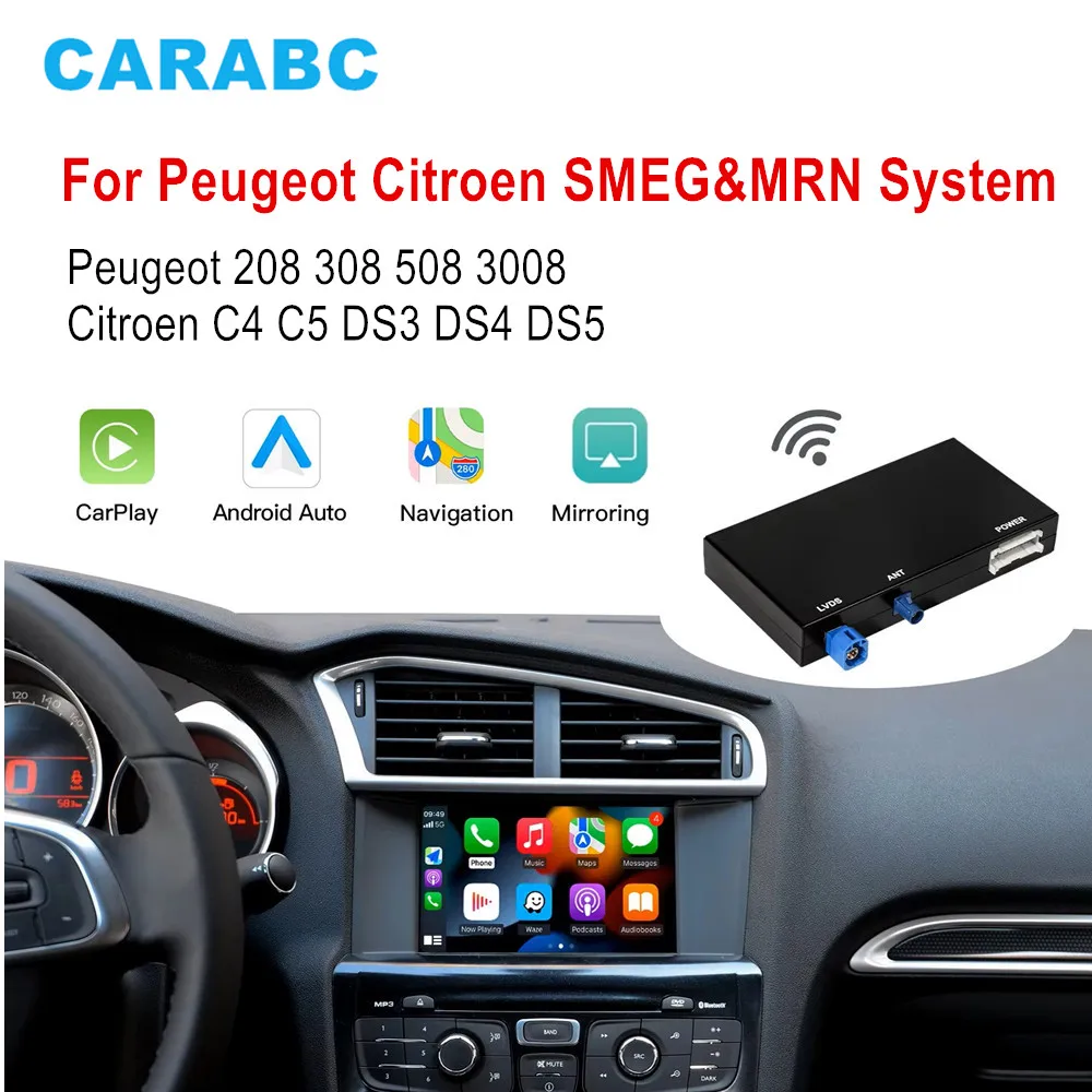 Wireless Carplay Android Auto Navigation Mirroring Airplay Navigation For Peugeot Citroen SMEG&MRN 208 308 508 3008 C4 DS3 DS5