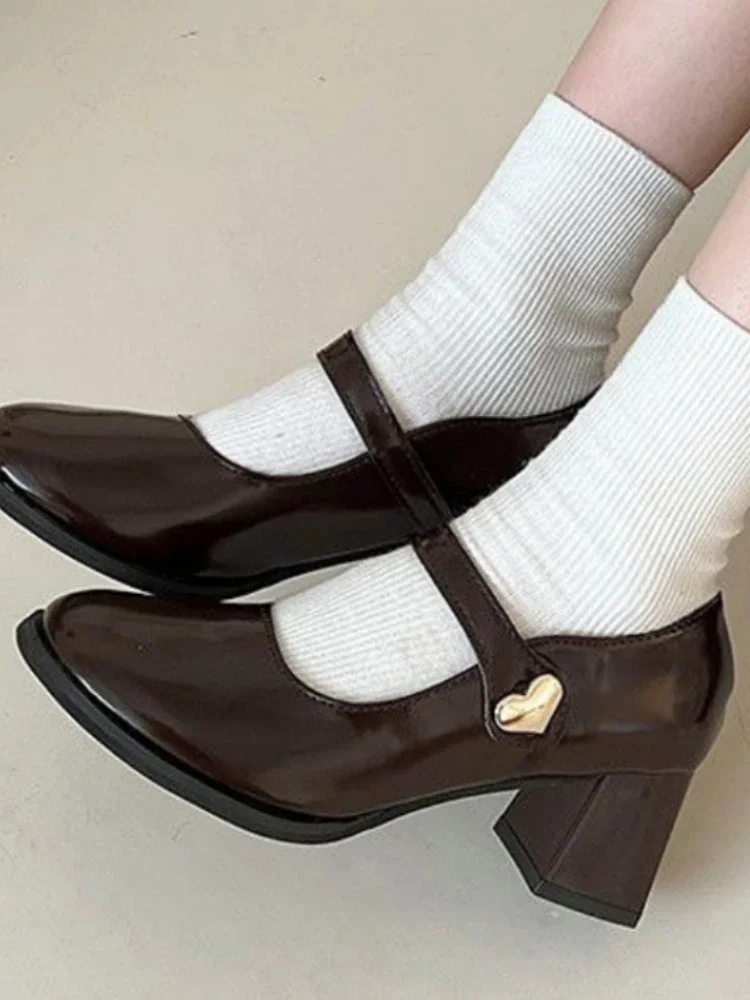 Vintage France Mary Janes Shoes Women Belt Buckle Casual Square Heel Shoes Female Holiday Temperament Leisure Shoes Summer 2024