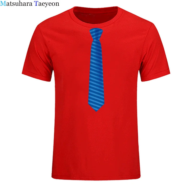 blue tie men tshirt brand Short Sleeve round collar printing fashion casual Men\'s t-shirt wear Tees Tops clothing