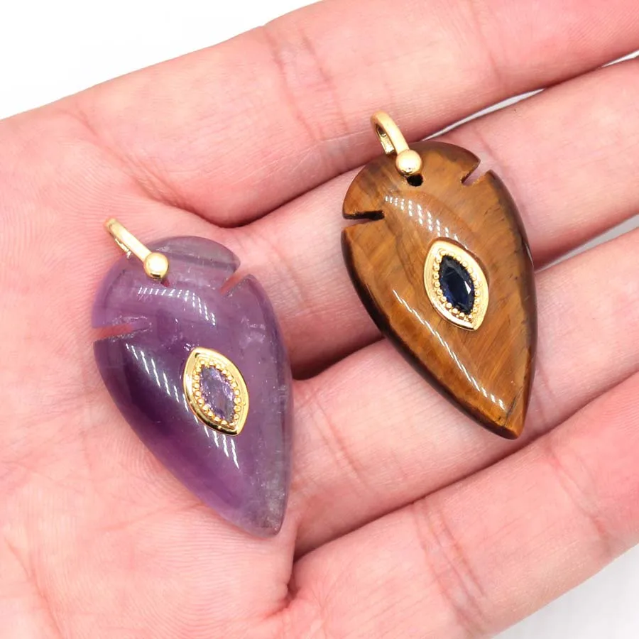 Charms Natural Healing Crystal Water Drop Stone Pendants For Women Amethyst Inlay Devil's Eye Zircon Choice DIY Necklace Jewelry