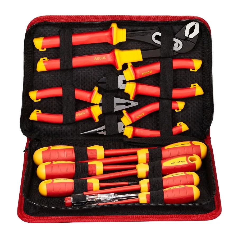 

Insulated Screwdriver Set, 12-Piece Professional Electrician Tools for Electrical Work, 1000V Rated Insulation, Magnetic Philli