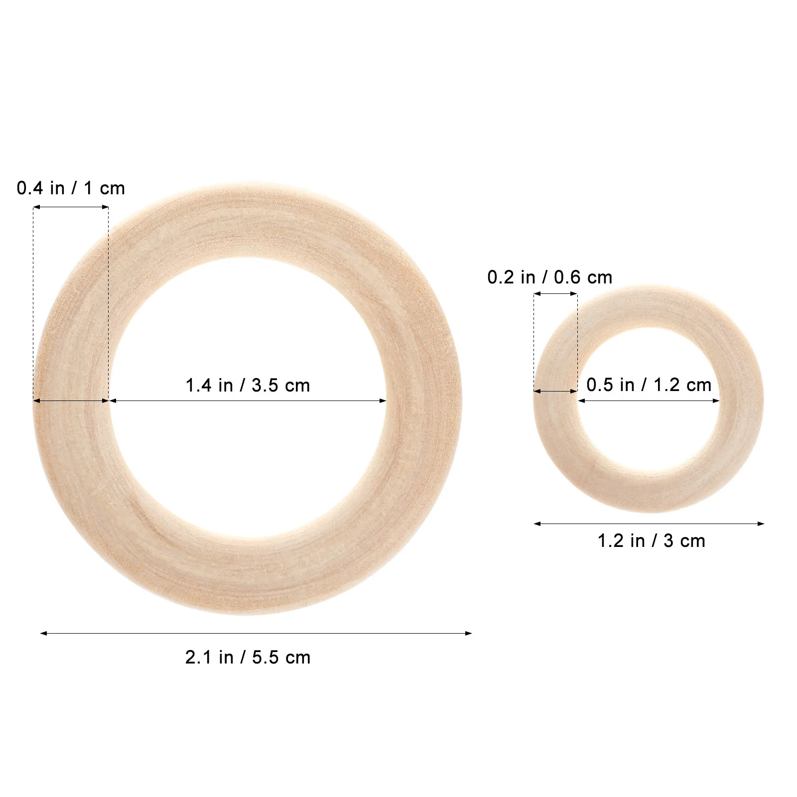40Pcs Solid Wood Blank Rings Unfinished Wooden Circles for Crafting Jewelry Making Macrame Curtain Accessory DIY