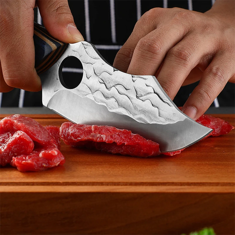 Forged Stainless Steel Boning Knife Kitchen Cleaver Barbecue Meat Fruit Fishing Utility Knife with Wood Handle