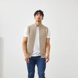 Luxo masculino cashmere colete camisola quente 2022 inverno nova moda negócios cavalheiro escritório zíper confortável colete livre de carga