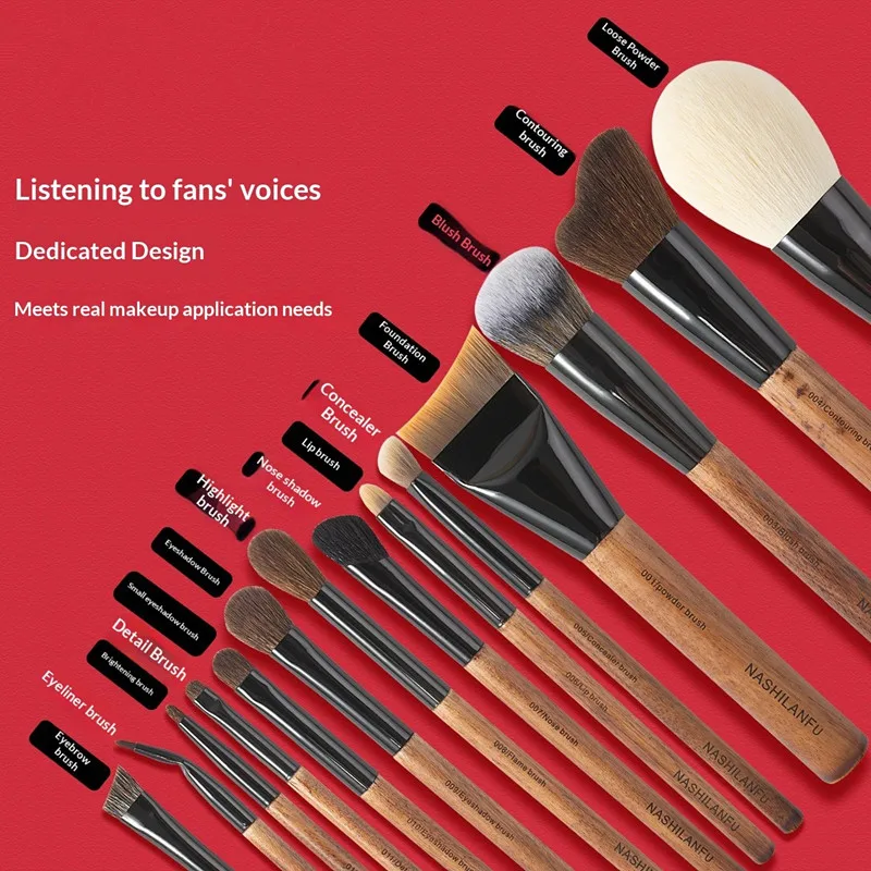 14本プロフェッショナルメイクブラシセット、ファンデーション、輪郭、チーク、アイシャドウ用の合成木製ハンドルブラシ、化粧ツールセット