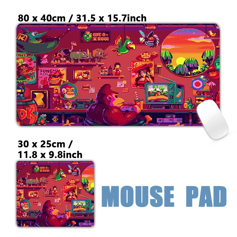 Pixel Design Klassisches Videospiel XXL Großes Mauspad Mousepad XXL Tastatur Schreibtischunterlage Lange Gummi-Schreibtischunterlagen