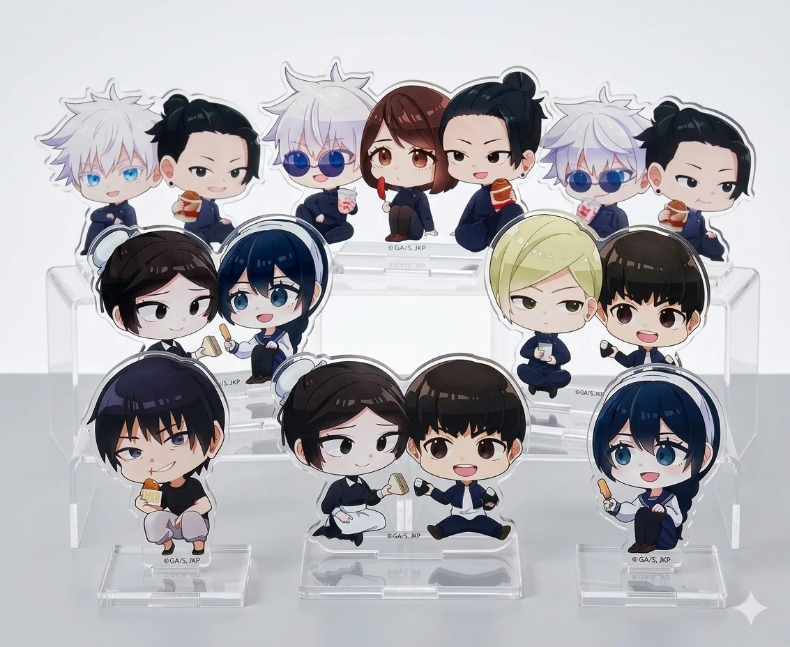 Jujutsu Kaisen JJK Gojo Megumi Yuji Nobara Nanami 10cm Pilot Uniform Acrylic Stand Haneda Airport Desk Display Ornament Keychain