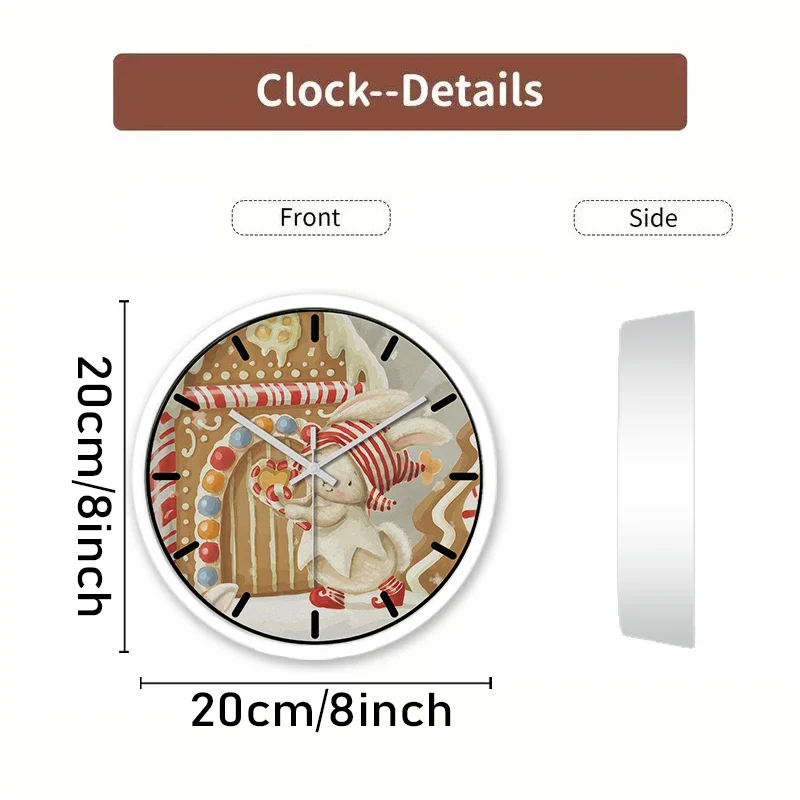 Bunny's Candy House Cartoon Round Silent Hanging Wall Clock, Suitable For Living Room,School,Study Room,Bedroom,Children's Gifts
