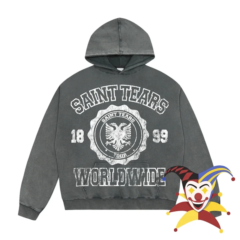 2024fw Vintage Saint Tears World Wide Hoodie Men Women Best Quality Heavy Fabric Oversized Casual Pullovers