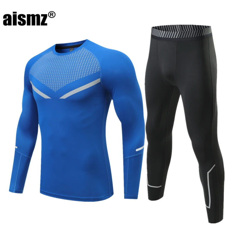 Aismz Winter Thermal Underwear Sets Men\'s & Boy Clothing First Layer Man Sportwear Fitness leggings Compression Long Johns Brand