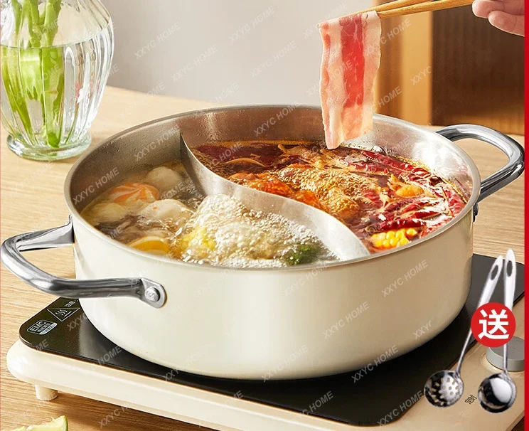 

Two-Flavor Hot Pot Hot Pot Household 304 Stainless Steel Induction Cooker Special Use Hot Pot Large Capacity