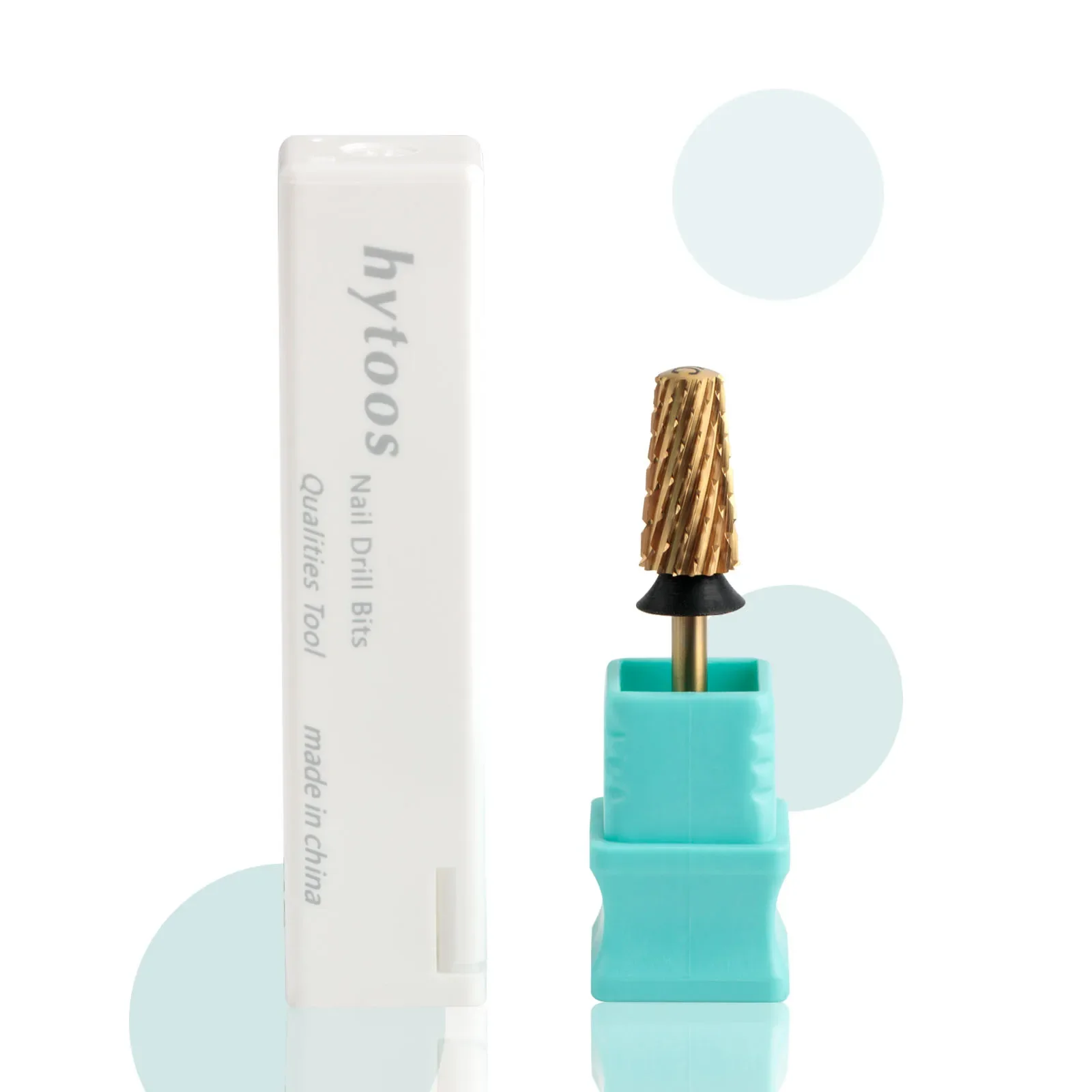 HYTOOS Brocas cónicas de seguridad de titanio para uñas, broca superior lisa de carburo 3/32, accesorios para taladros de Gel, herramienta de manicura