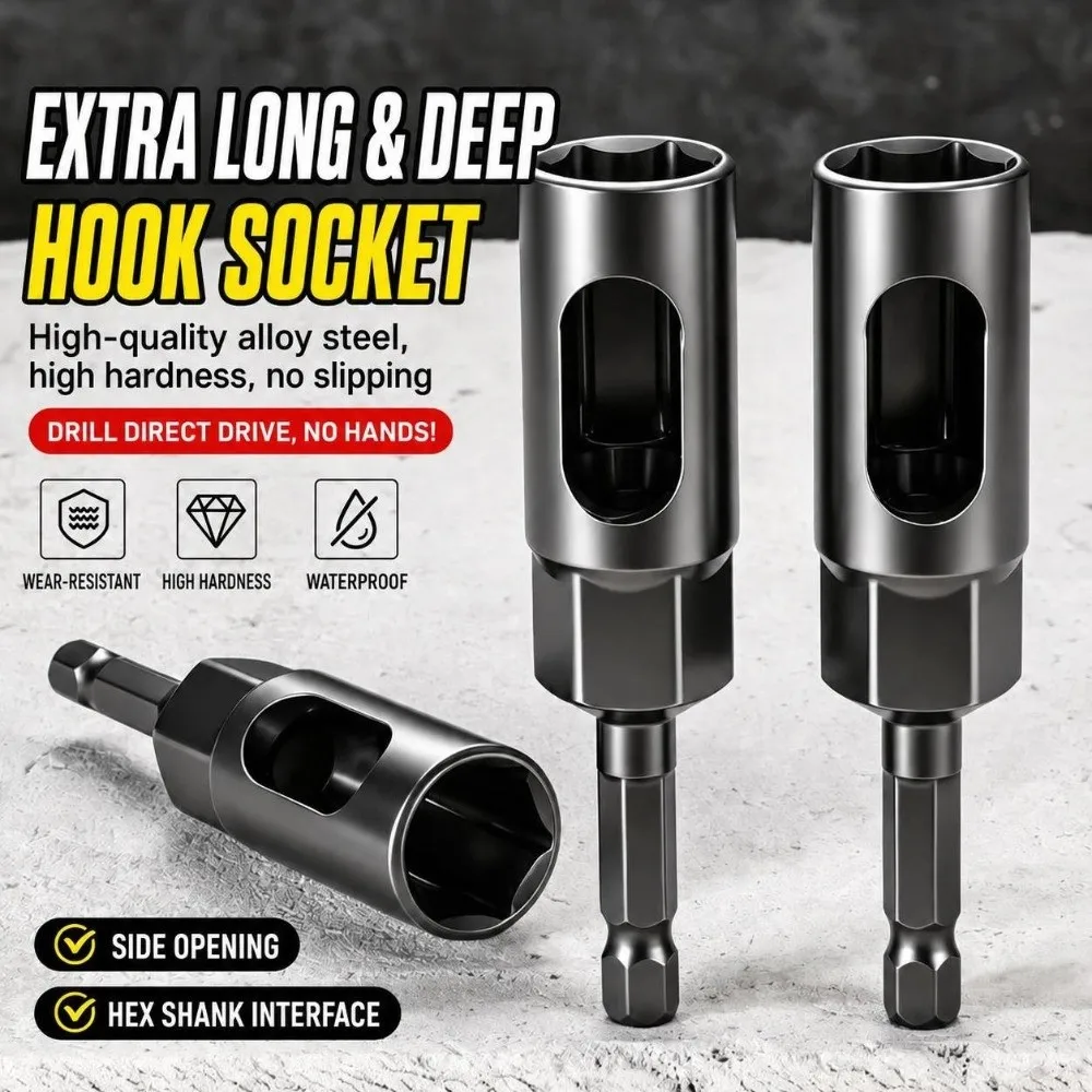 High Carbon Steel Open End Socket Open Side Structure Extended Reach Deep Socket Adapter Impact Resistant Sandblasted Finish