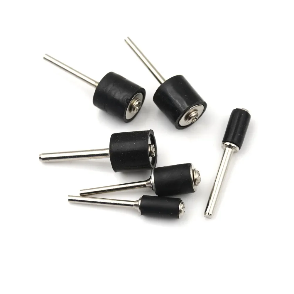 6PCS Rubber Mandrel 1/8 1/4 inch Grinder Drum Sanding Sandpaper Circle Kit Polishing Nails For Dremel Rubber Drum Mandrel