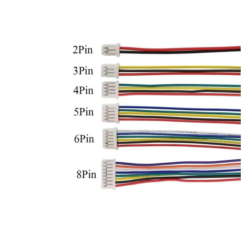 10Pcs JST 1.25 1.25mm 2/3/4/5/6/8/Pin Female Plug Wire Cable Connector 10CM 15CM 20CM 30CM Electronic Wires Sing Head