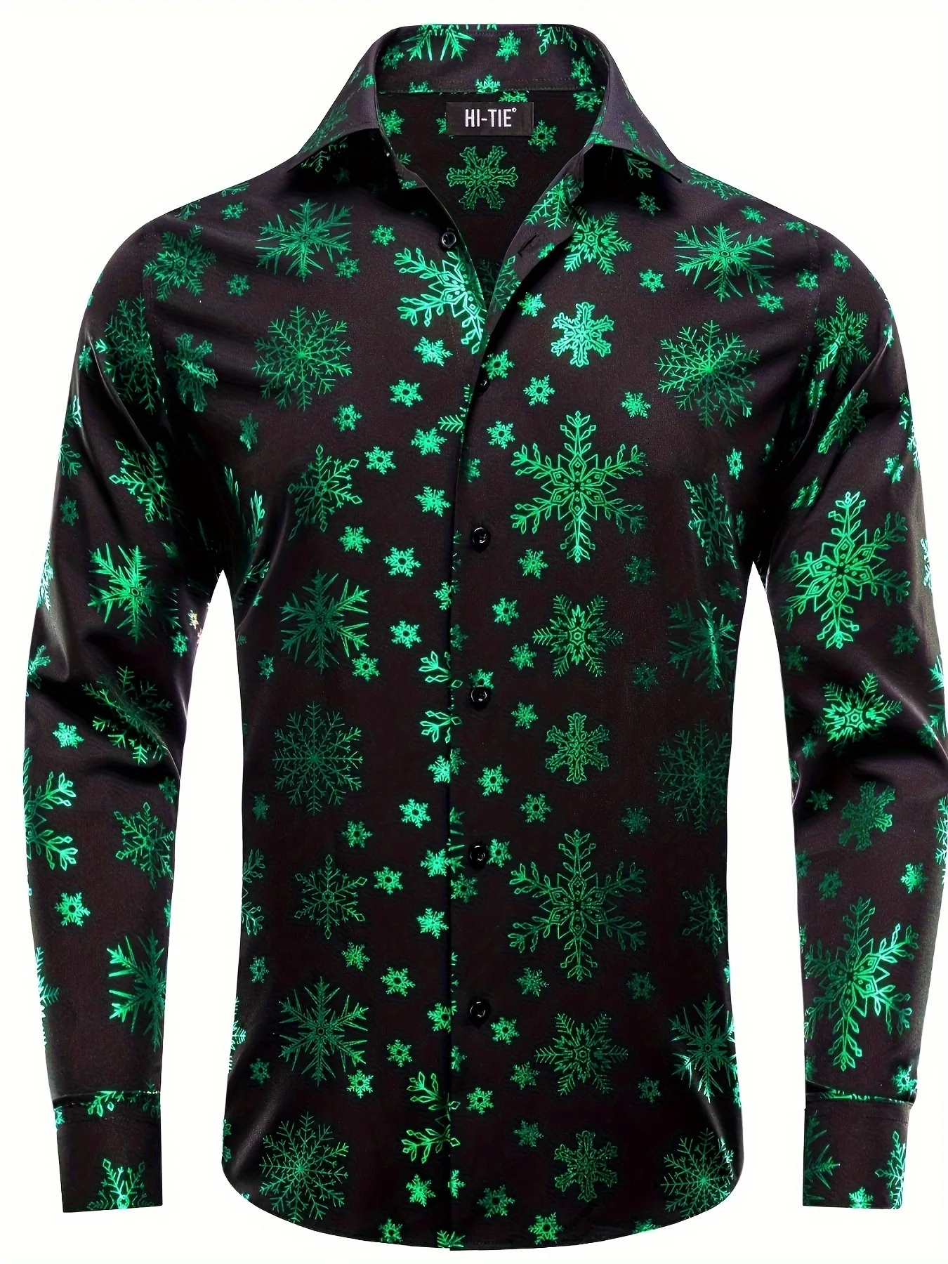 Christmas Festival Theme Men\'s 3D Printed Formal Shirts Golden Snowflakes Graphic Long Sleeve Shirt Fashion Men\'s Shirts For Men