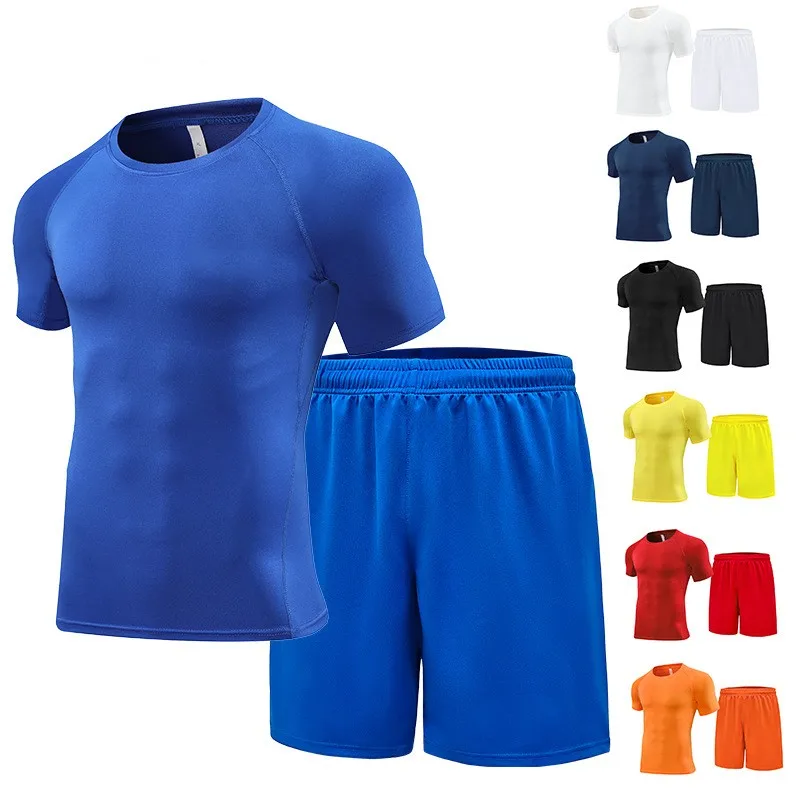 Adult Football Jerseys Men Soccer Sets Short Sleeve Workout Exercise Running GYM Uniforms Soccer Fitness Tracksuit Suits 10
