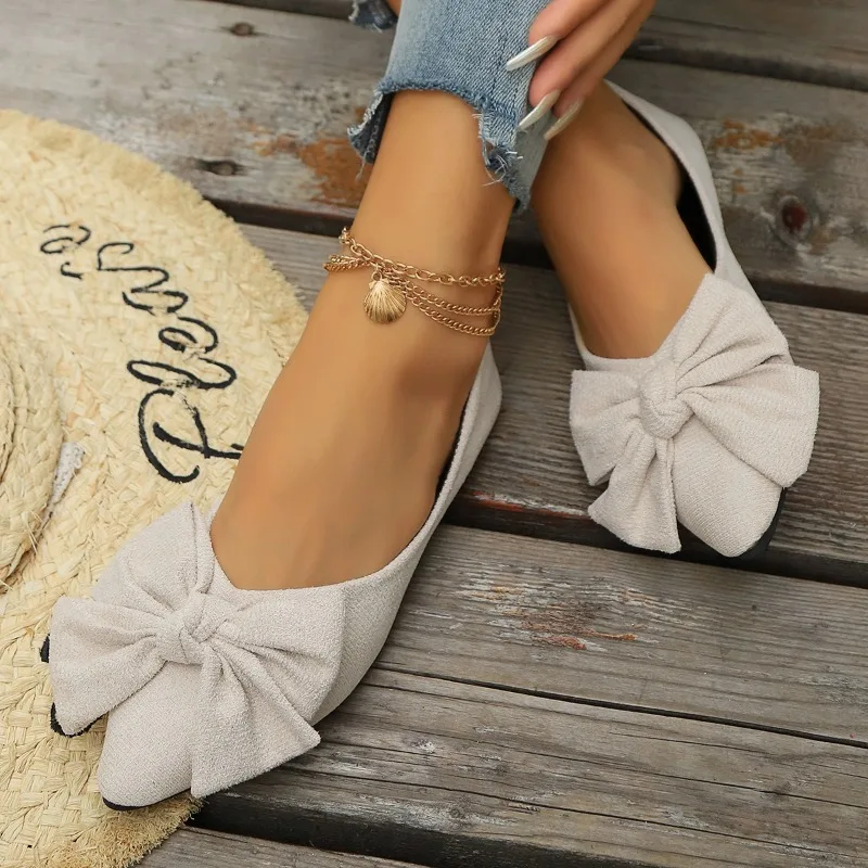 JGSHOWKITO Klassische Damen-Flats mit süßer Schleife, flache Ballerinas für Damen, spitze Zehenpartie, rutschfeste Damen-Mode-Loafer – Detail 19