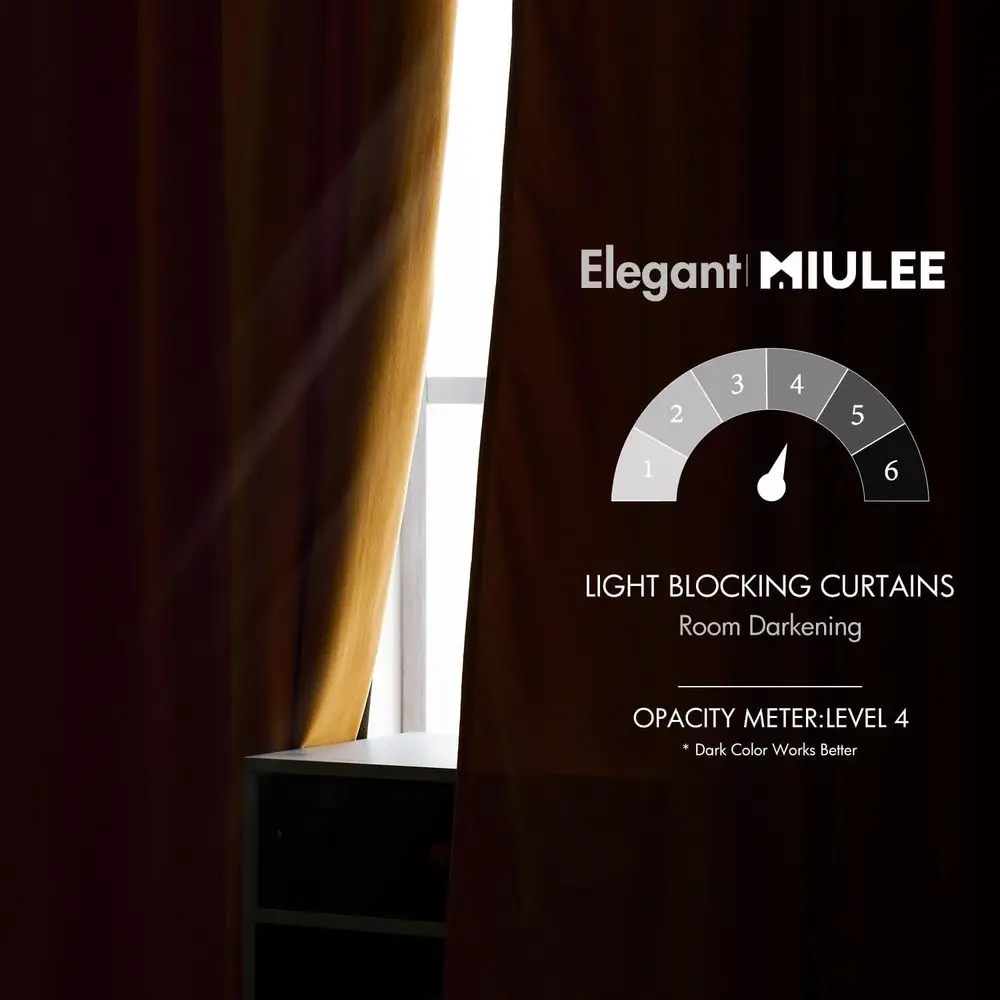 Lujosas cortinas con aislamiento térmico amarillo mostaza 96 con bolsillo para barra y pestaña trasera para decoración de dormitorio de otoño