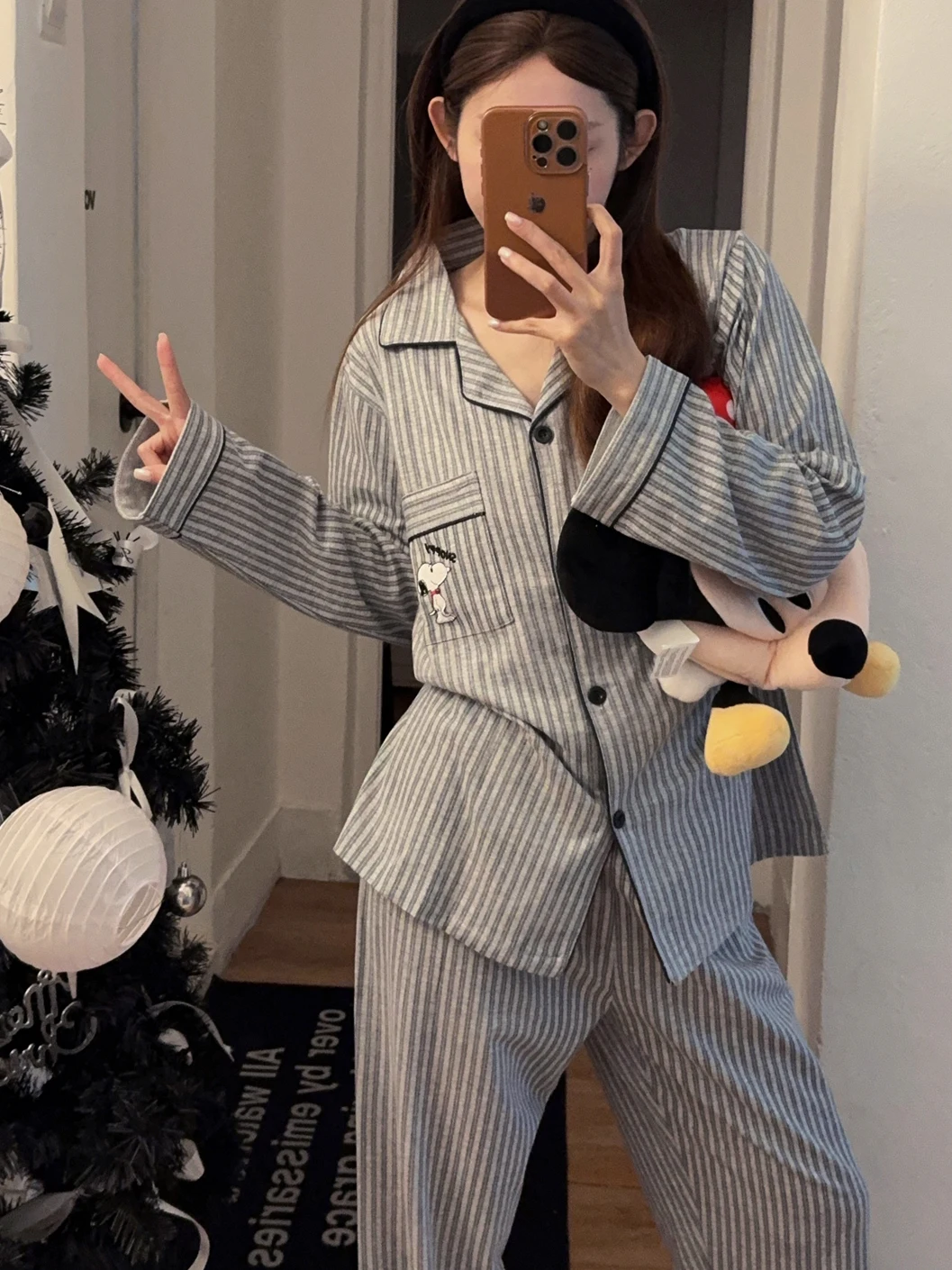 

Striped Spwear Set Women's Pure Cotton Long Sve Long Pants Simple Open Cardigan Suitable for Outdoor Spring Home...