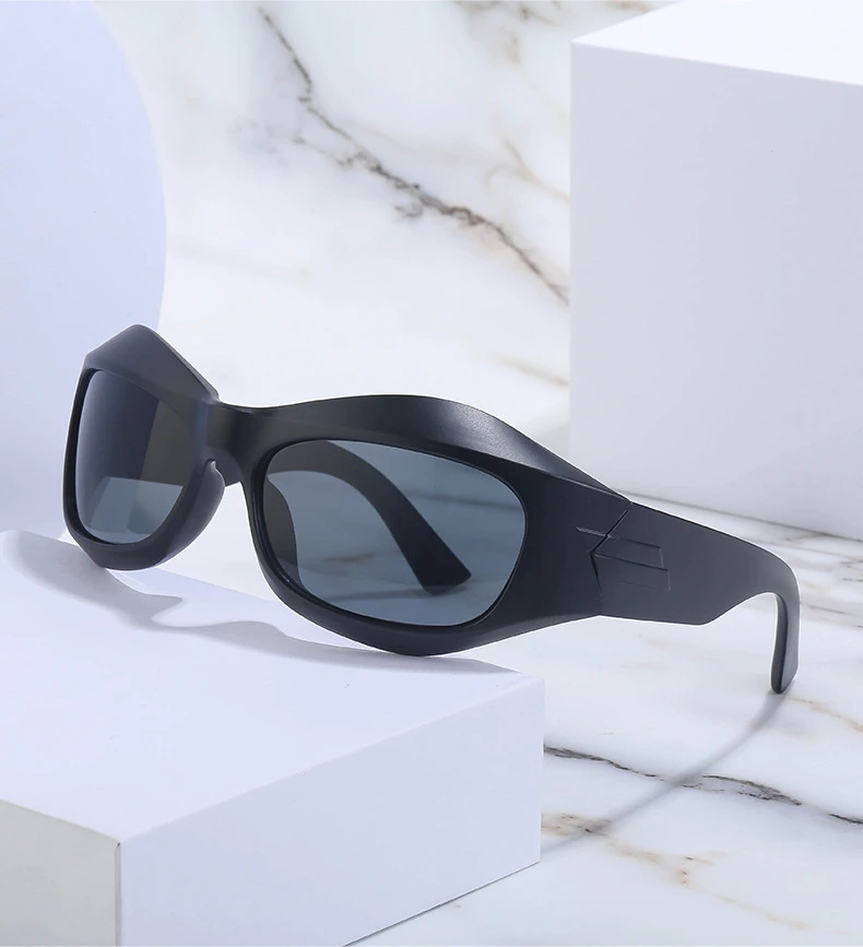 Übergroße Y2K Punk Sonnenbrille für Damen und Herren Neue 2000er Vintage Trend Steampunk Sonnenbrillen Sport-Schildbrille UV400-Schutz – Detail 9