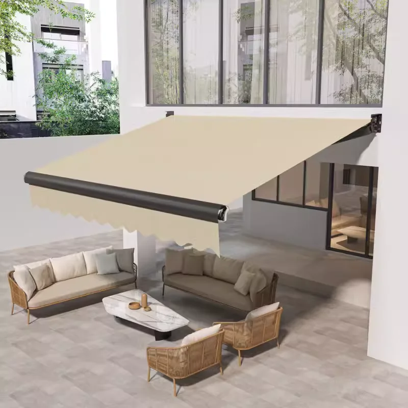 Retractable Folding Manual Electric Awning Aluminum Alloy Balcony Outdoor Tarpaulin Courtyard Frontage Rain Shelter Canopy