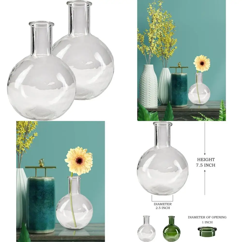 

Набор из 16 прозрачных стеклянных ваз, вазы для бутылок с лампочками в винтажном стиле для домашнего декора, идеально подходят для гостиной, консольных столов и полок