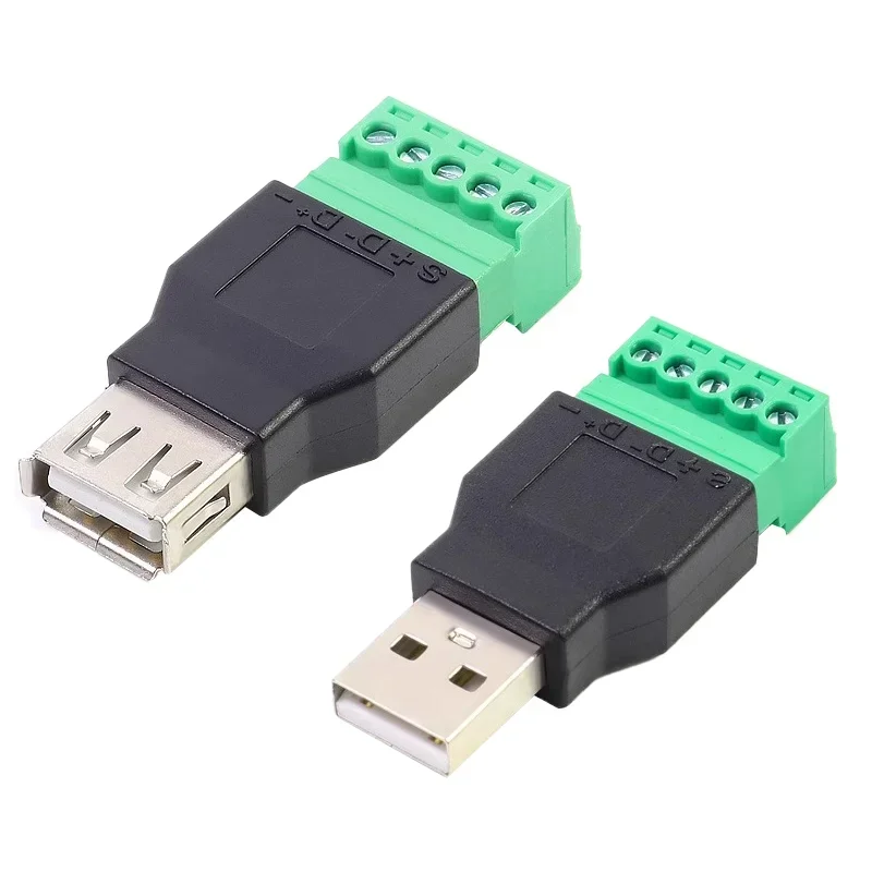 الكمبيوتر الهاتف لوحة المفاتيح الماوس USB المقابس نوع A 2.0 لحام ذكر / أنثى إلى موصل المسمار مع محول الدرع
