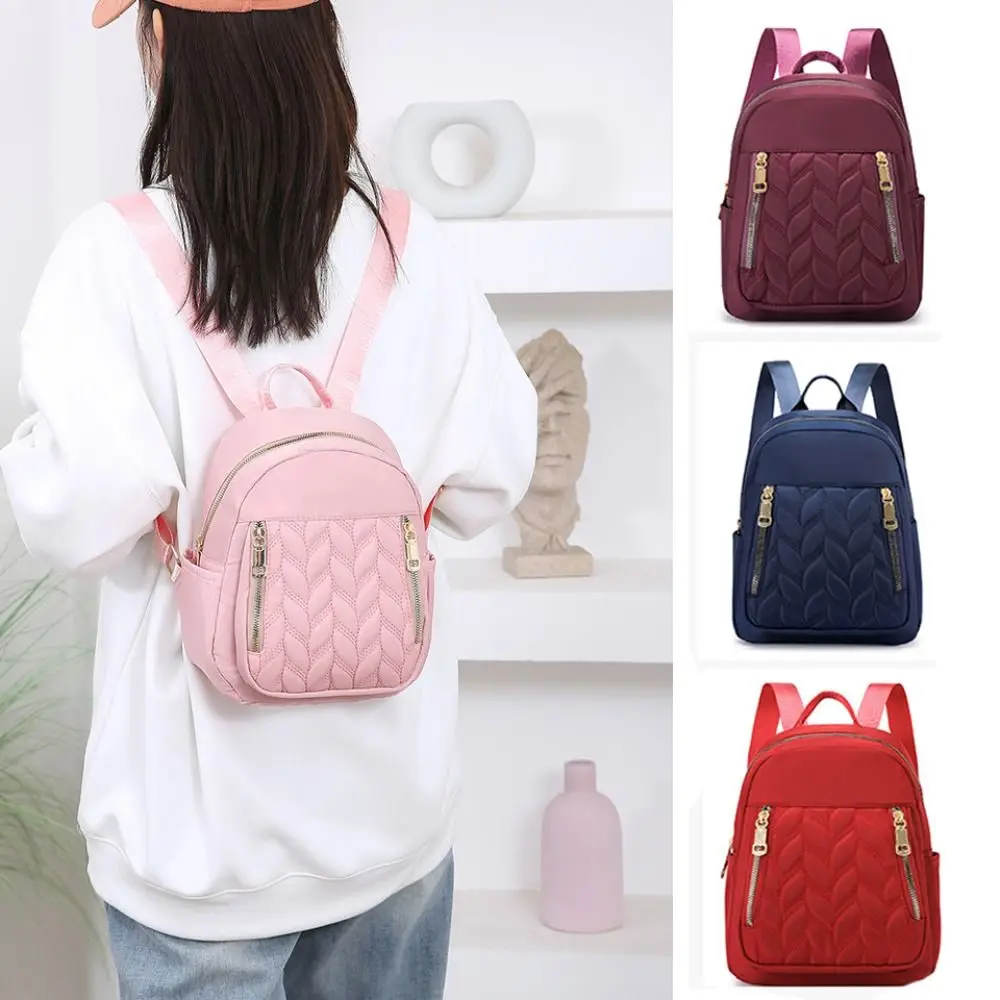 New Fashion Women Backpack Simple Casual Backpack Trend Travel Solid Color Nylon Bag Waterproof Lightweight Ladies Bag