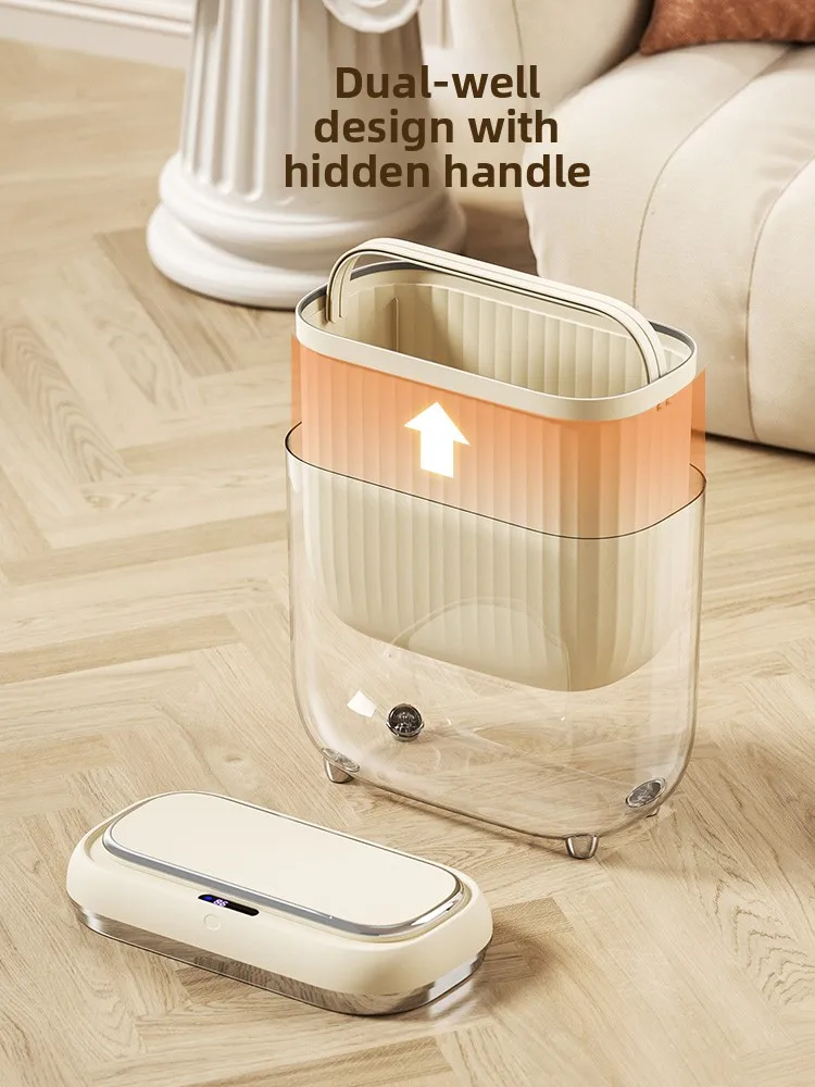 Sensor inteligente tra pode com tampa design de luxo à prova d'água para sala de estar e banheiro buet interno de corpo estreito