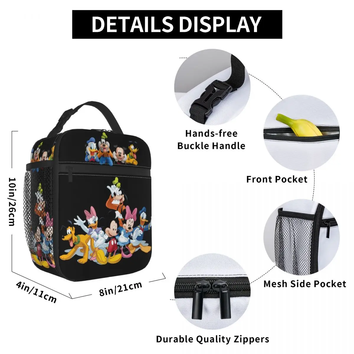 Custom Mickey Mouse Minnie Collage Lunch Bag Thermal Cooler Insulated Lunch Box for Women Kids School Food Portable Tote Bags