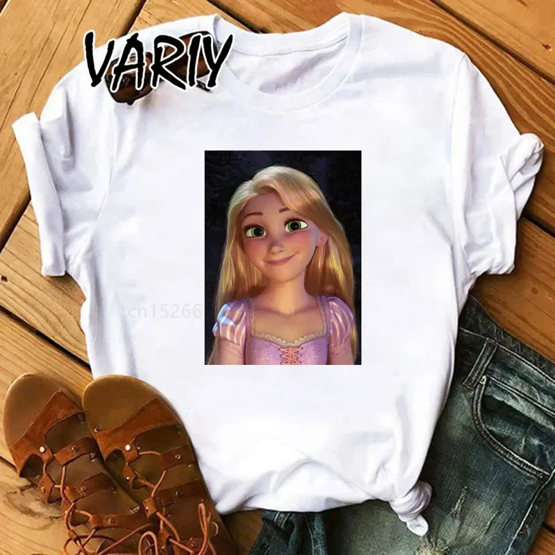 Cute Rapunzel Graphic Tshirt Aesthetic Female Clothes Tangled Princess Casual Grunge Girls T-shirt Top Tee Ropa Mujer Streewear