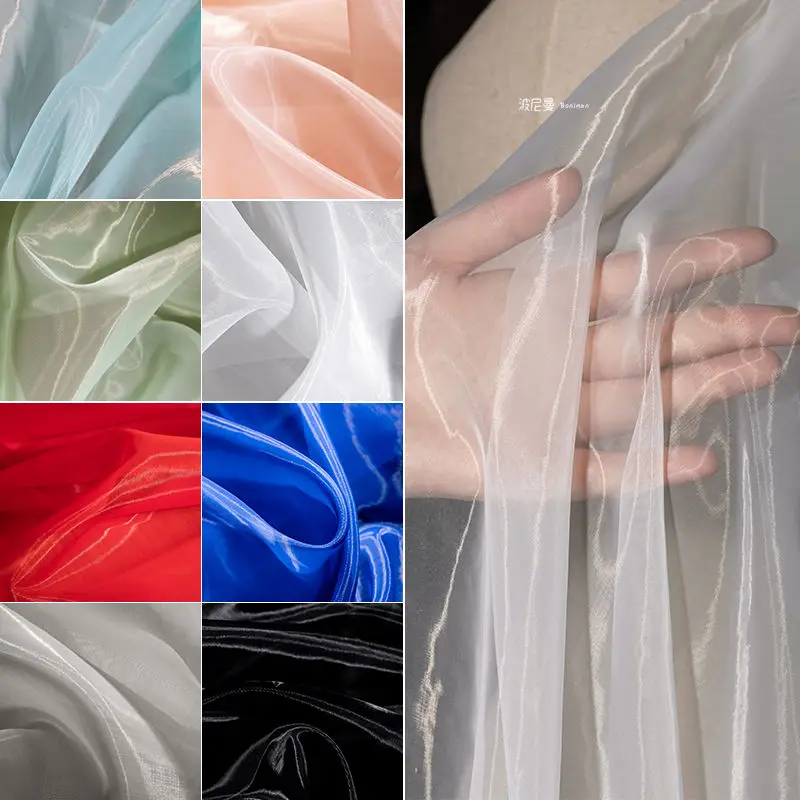 Sheer Organza Tulle Fabric Wedding Party Birthday Decoraction Material DIY Hanadmade Sewing Fabric 50*150cm