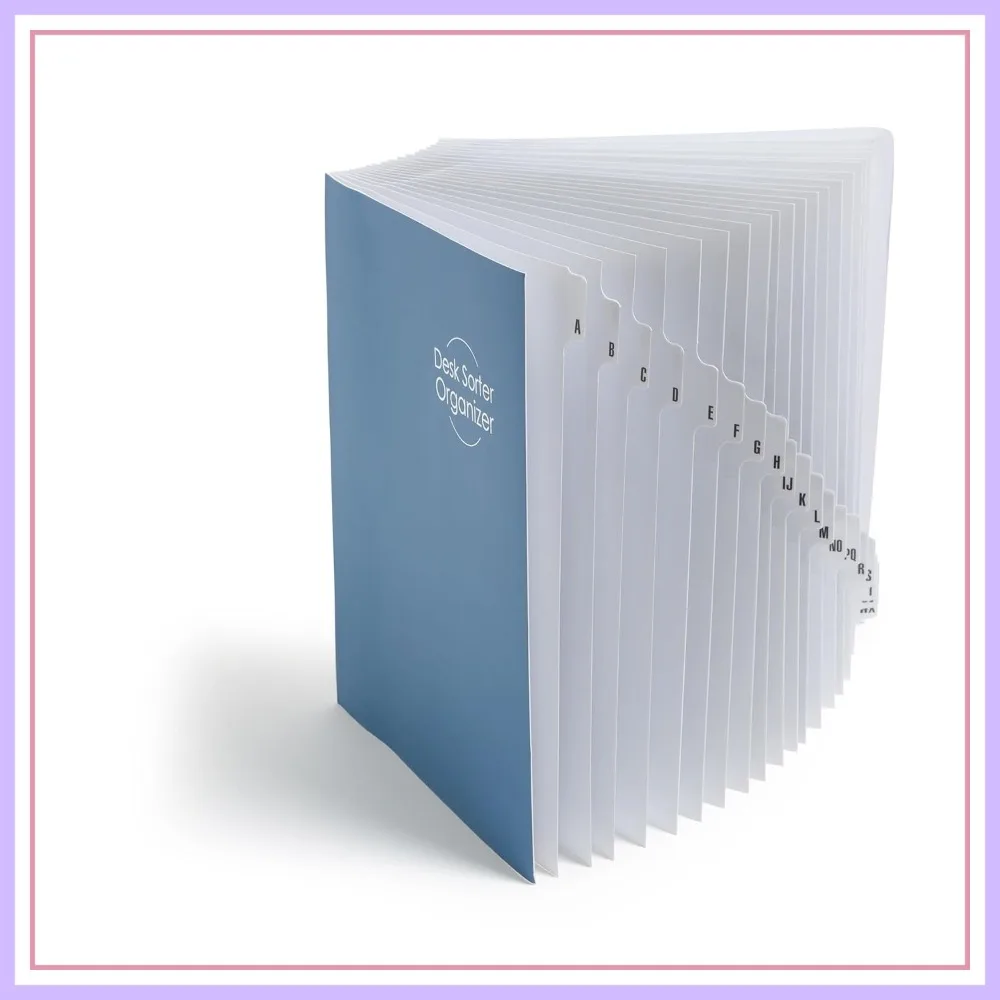 

Expandable A-Z Desk File Sorter, 20 Index Dividers, Letter Size, Dark Blue Office Organizer