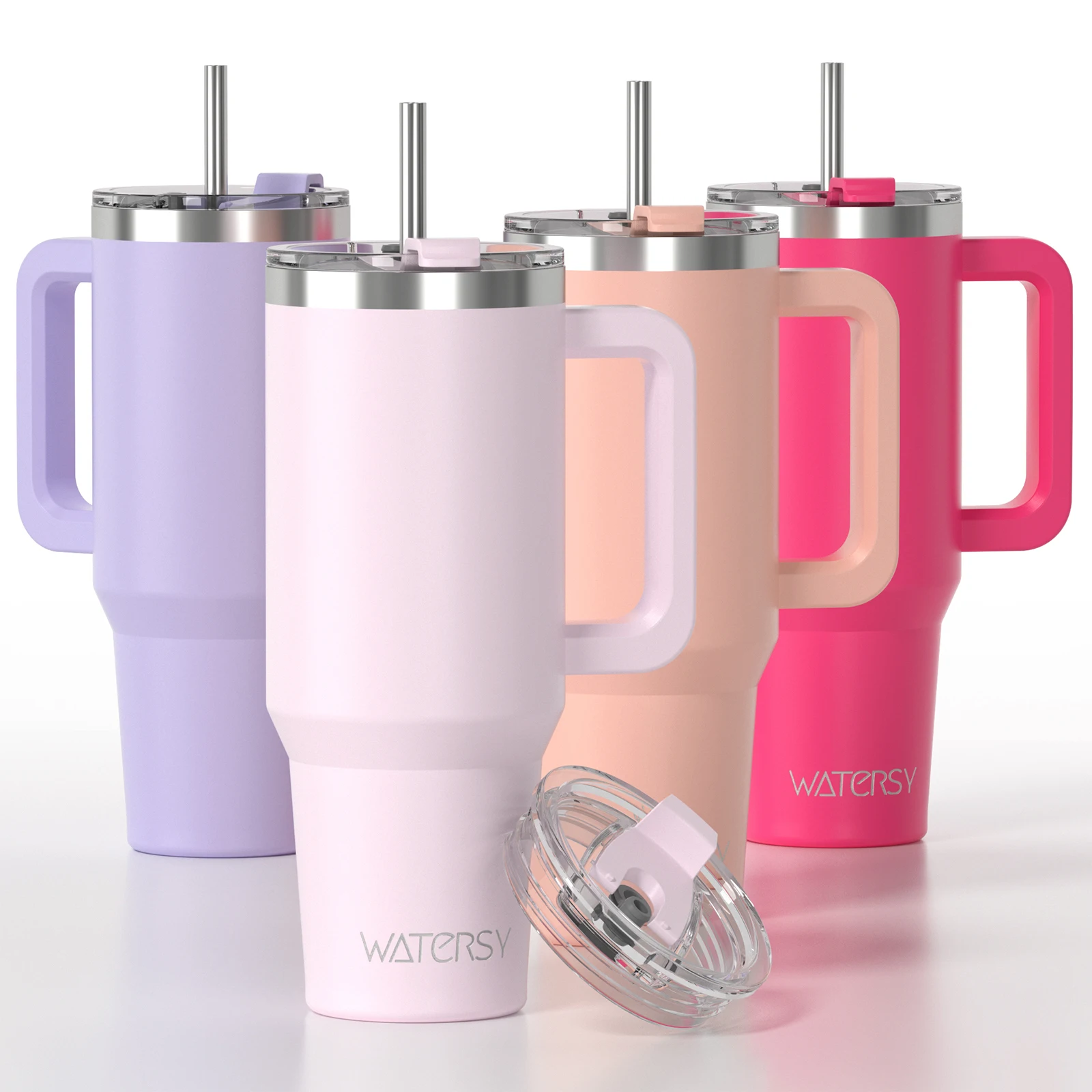 Taza térmica de acero inoxidable de 30/40oz con asa y pajita, taza aislada de gran capacidad, vaso de vacío doble para coche