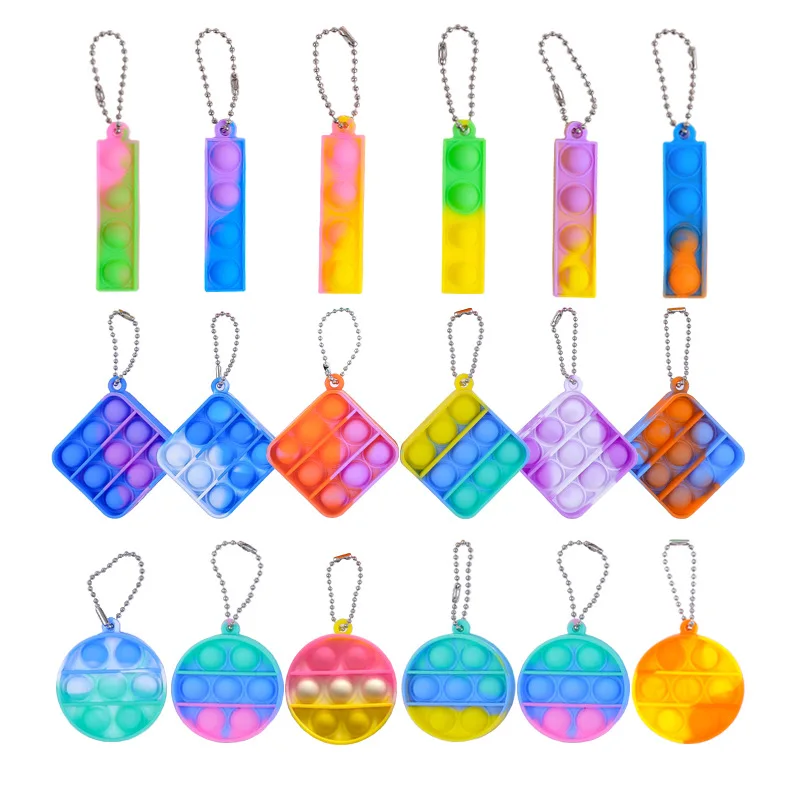 Mini Keychain Kids Keychain Pendant Silicone Decompression Finger Bubble Press Childrens Gifts Stress Relief Anxiety StressToy