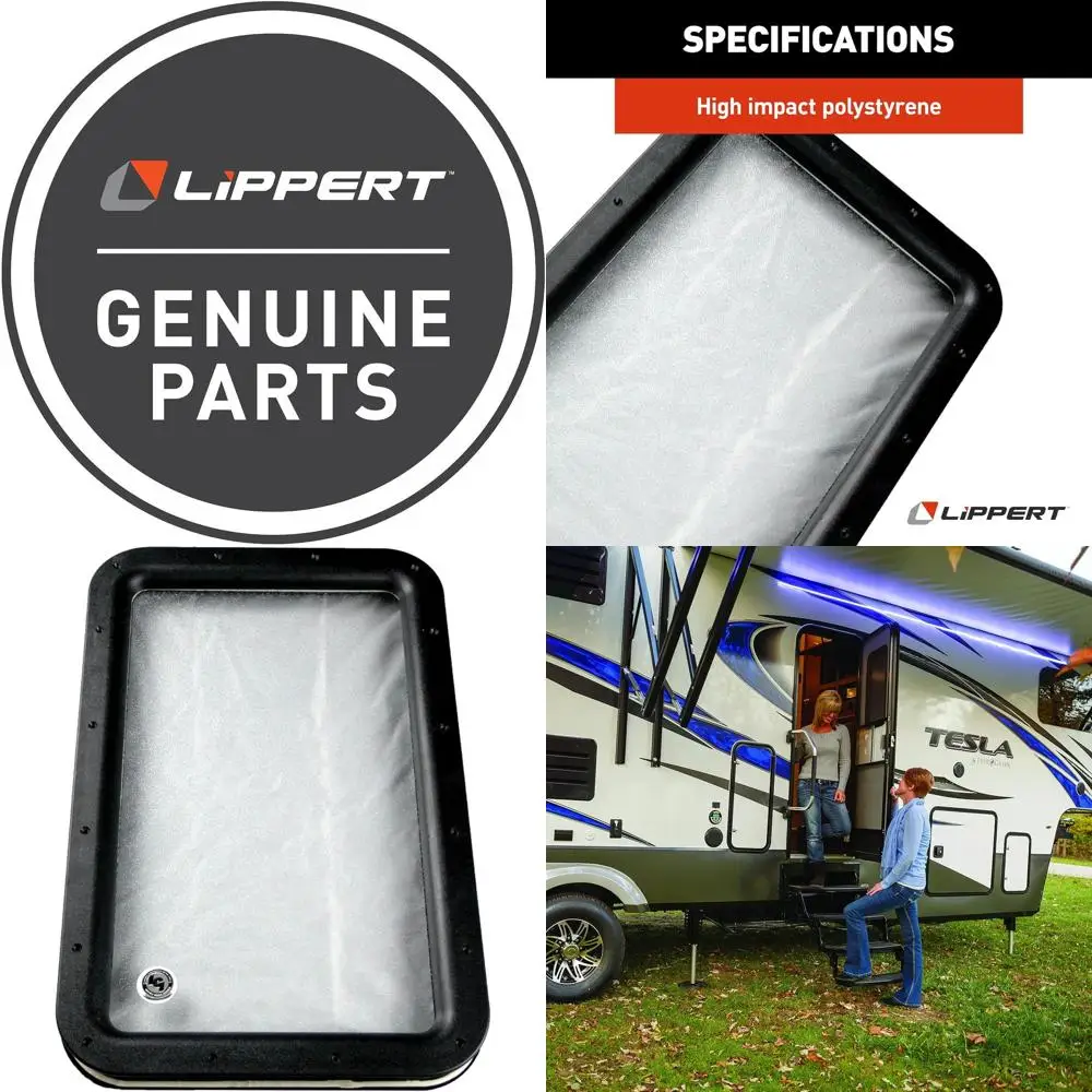 

Lippert Components Inner & Outer Replacement Window Frame with Seal, Glass for Raidus RV Entry Doors, 12" x 21", Obscure Pane, N